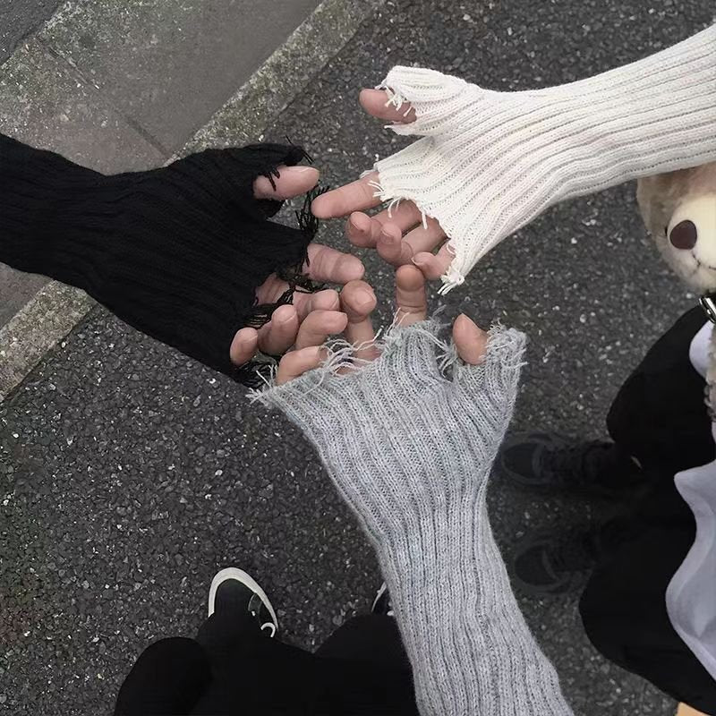 Winter Knitting Gloves - Oversized Distress Style