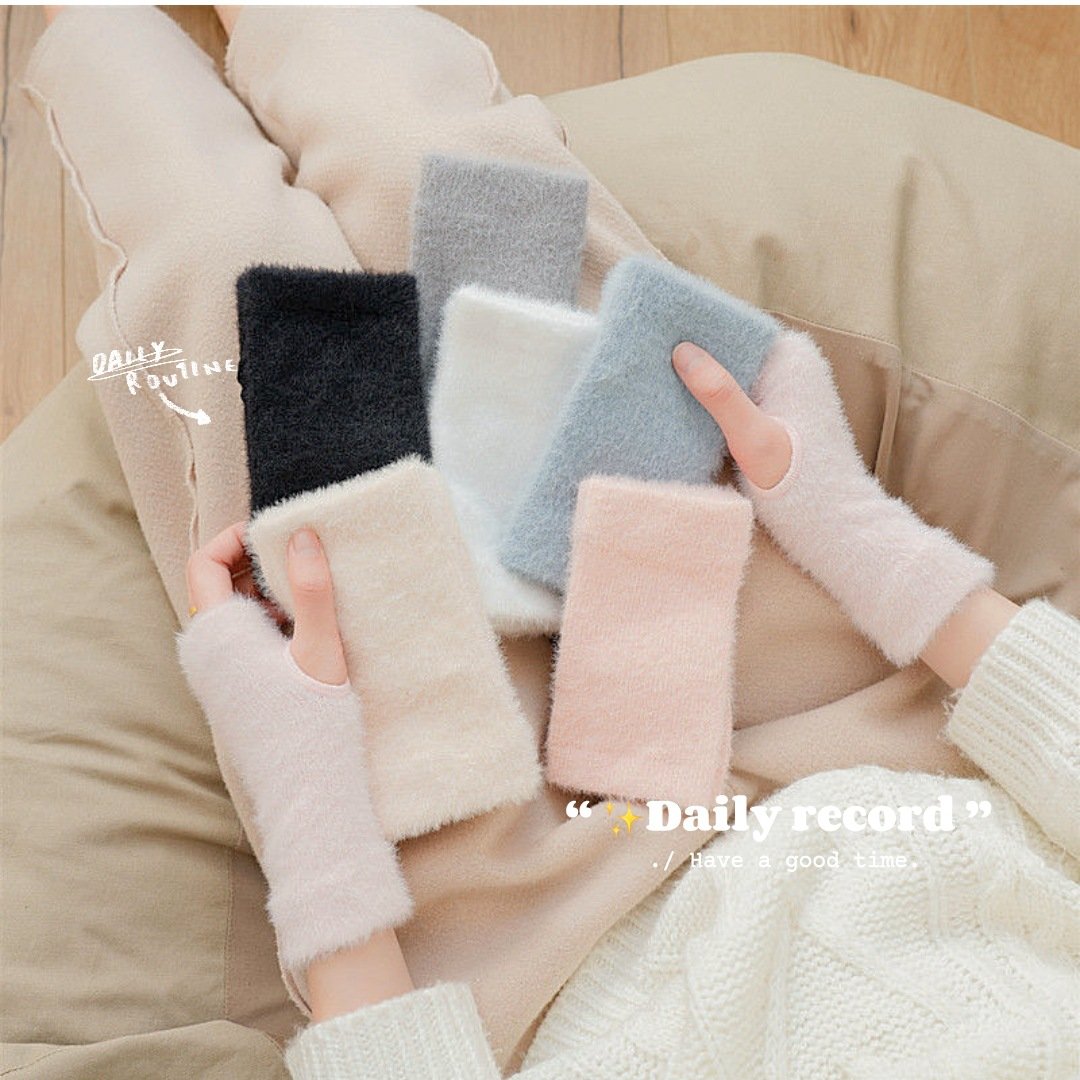 Warm Mink Velvet Half Finger Gloves