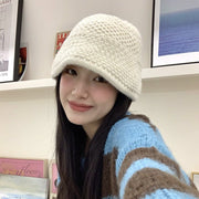 Women's Wool Fisherman Hat, Winter Warm Knitted Bucket Cap
