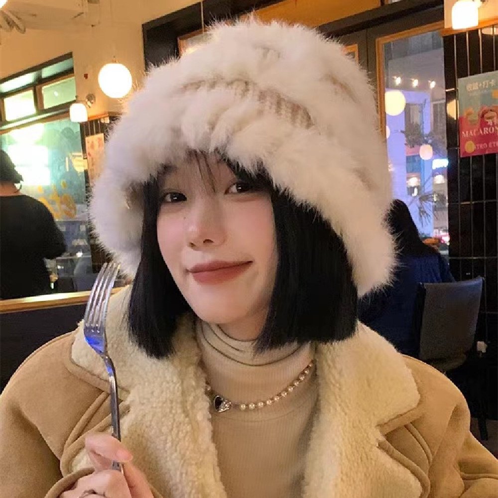 Warm Women's Knitted Rabbit Fur Hat