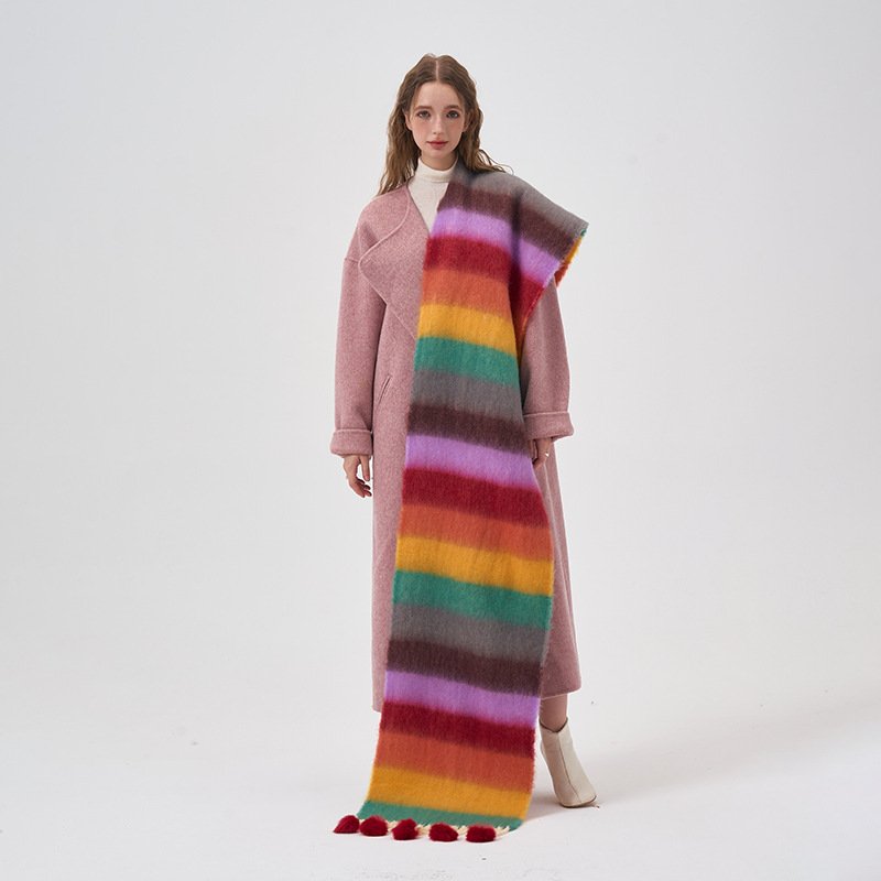 Stay Warm in Style with Colorful Striped Shawl