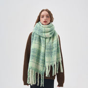 Stay Warm in Style with Green Plaid Scarf
