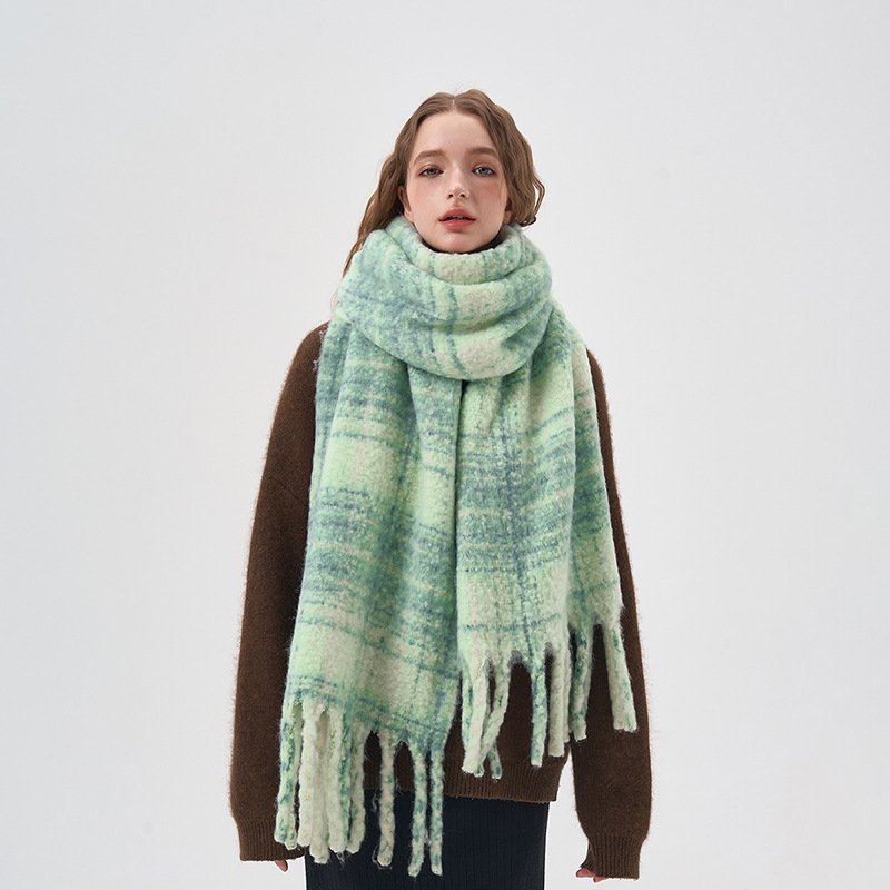 Stay Warm in Style with Green Plaid Scarf