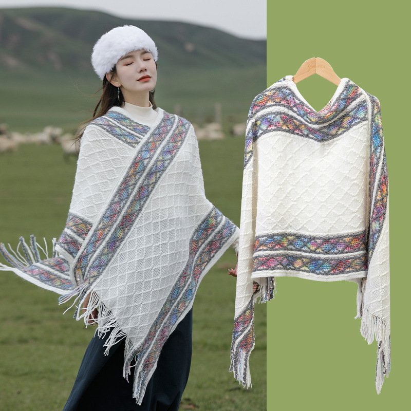 Warm Tassel Shawl for Autumn Winter Travel
