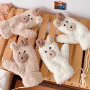 Fleece Cartoon Bear Gloves for Women - Cold Protection Mittens