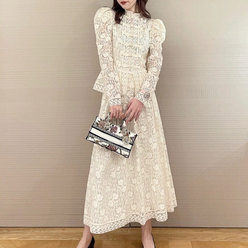 Vintage China Lace Two-piece Dress Set for Women