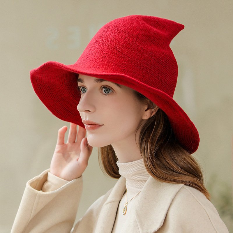 Warm Wizard Top Hat for Women - Multi-Colored Knitted Fisherman Basin Style