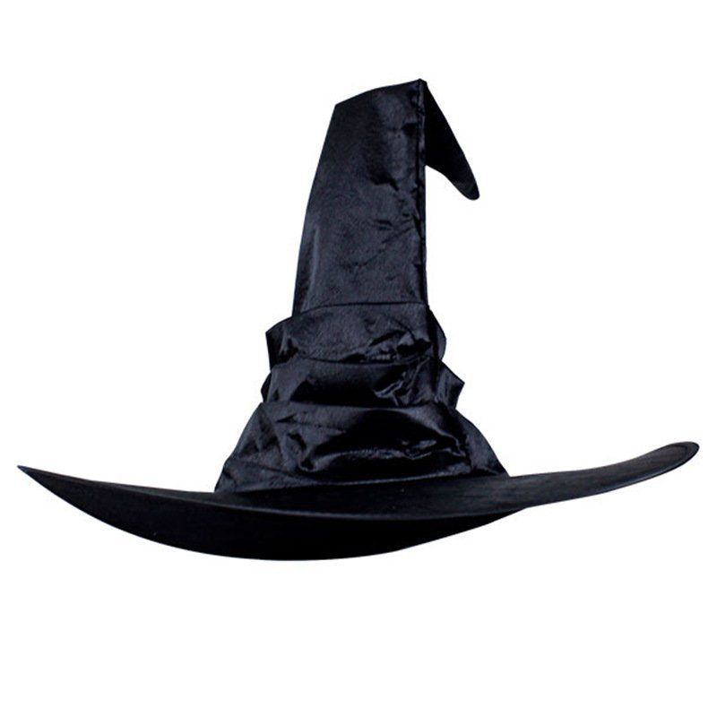 Witch Hat Black Pleated Wizard Costume Accessory