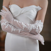 Elegant White Lace Wedding Gloves for Women