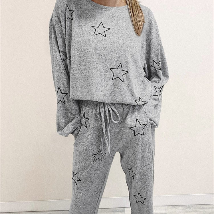Geometric Homewear Two-piece Set for Women