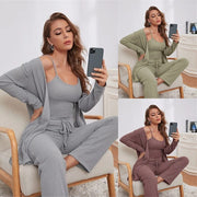 Cozy Waffle Knit 3-Piece Pajamas Set