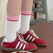 Contrast Color Bunching Socks for Women - Double Needle Cotton Socks