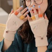 Stay Warm with Cozy Knitted Fluff Flip Gloves