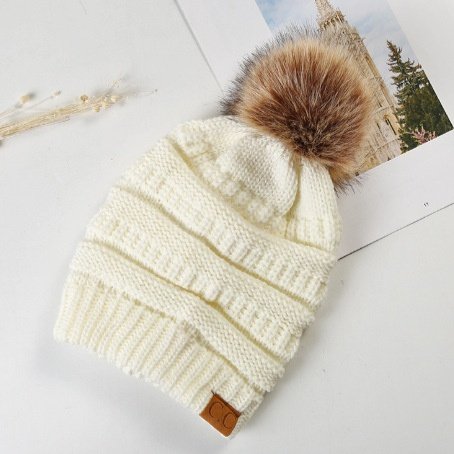 Thickening Warm Knit Hats with Fur Ball
