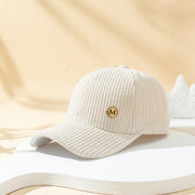 Retro Sun Hat for Women - Warm Beige Cap with Metal Letter M
