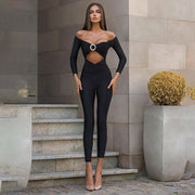 Off-the-Shoulder Hollow Jumpsuit for Women