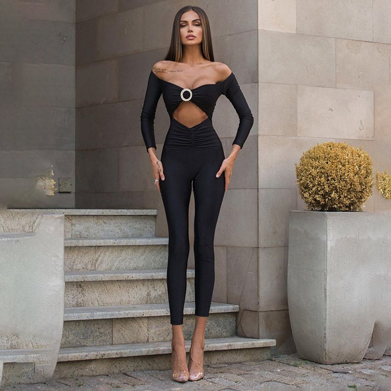Off-the-Shoulder Hollow Jumpsuit for Women