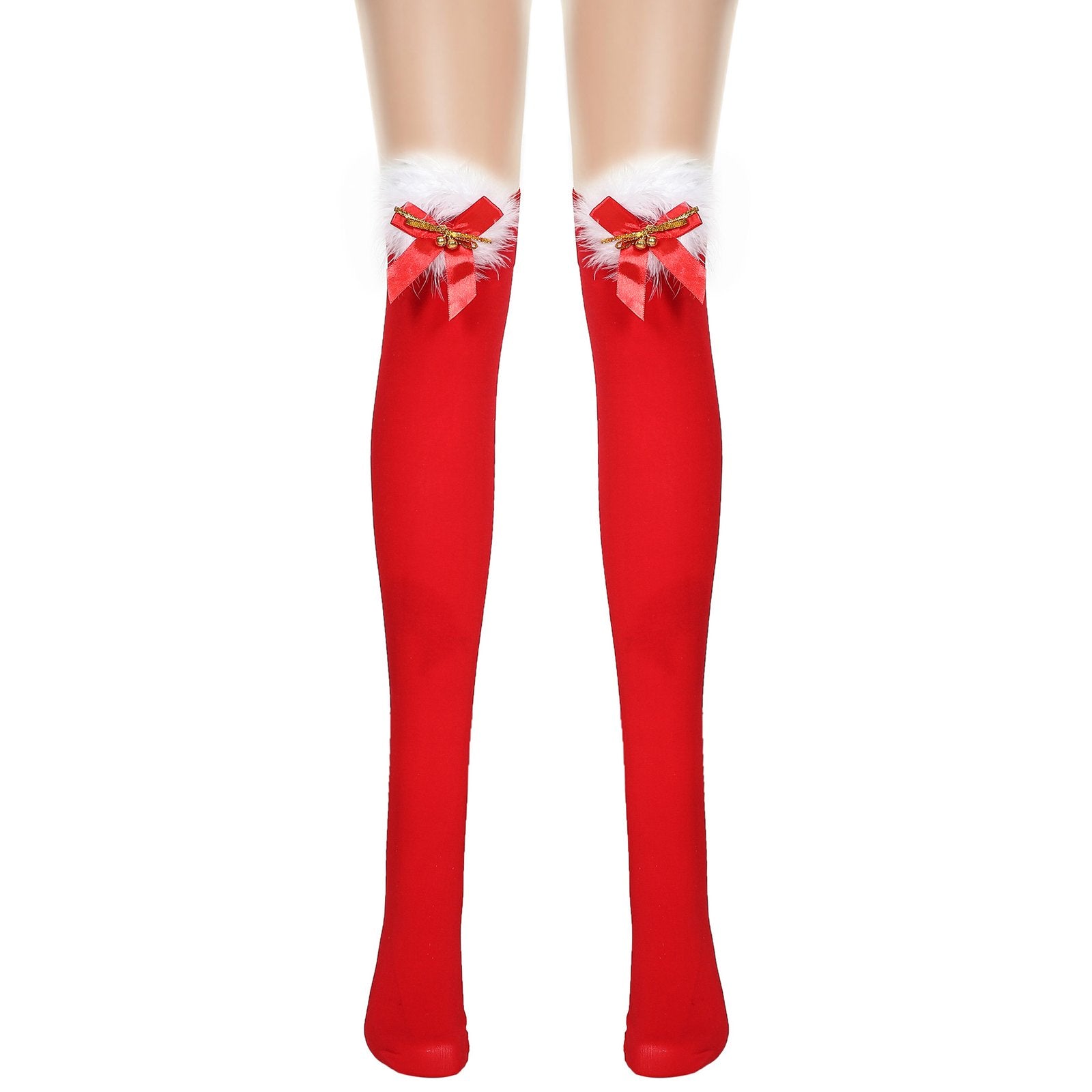 Holiday Red Long Bow Stockings for Women