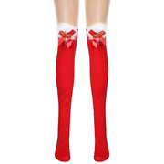 Holiday Red Long Bow Stockings for Women