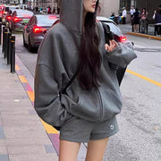 Gray Galaxy Hooded Fleece Sweater for Women