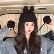 Warm Rabbit Ear Beanie for Women
