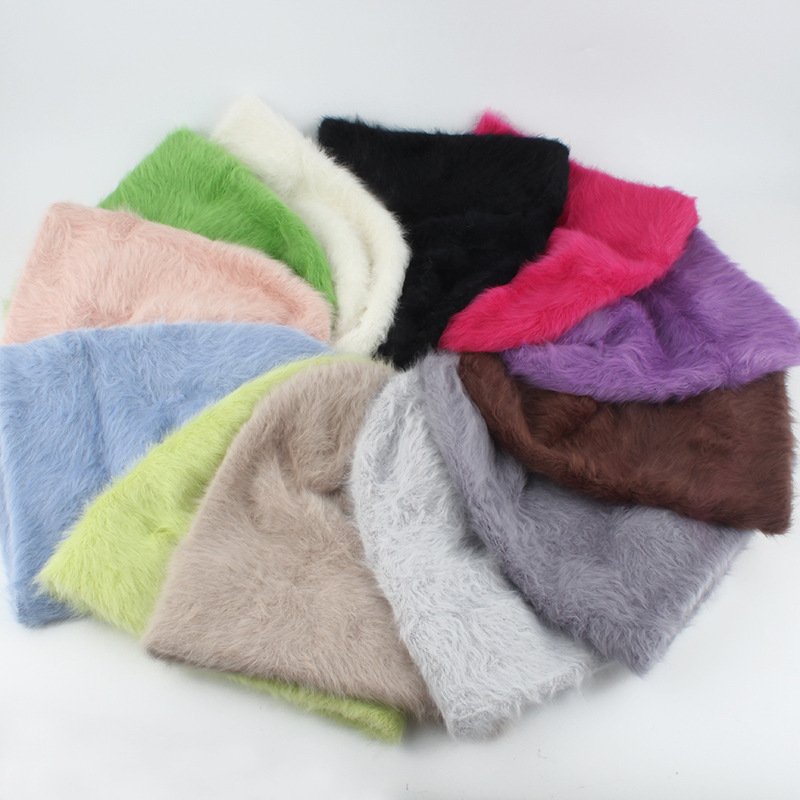 Warm Rabbit Hair Knitted Hat for Women