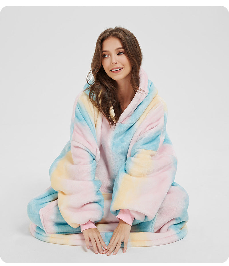Flannel Homewear Night-robe Casual Hooded Sweater