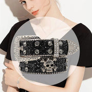 Add a Touch of Edgy Style with Rhinestone Skull Belt