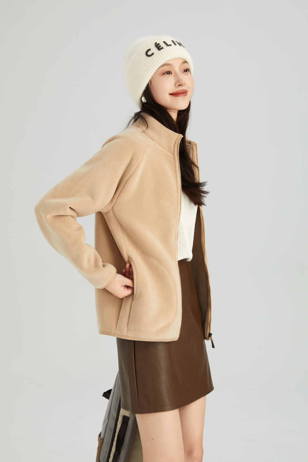 Cozy Lambswool Stand Collar Short Cardigan Jacket