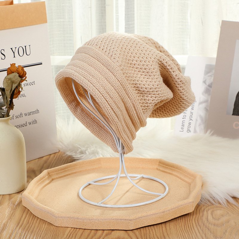 Warm Japanese Style Long Sweet Hat for Women, Pure Color Texture, Windproof