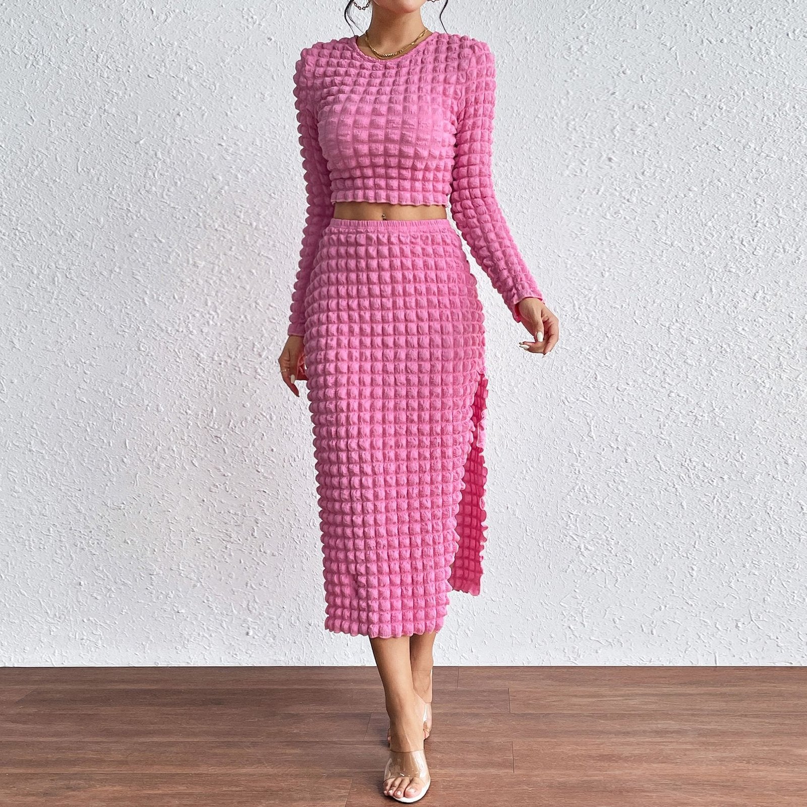 Pink Dot Side-slit Long Skirt Jumpsuit for Women
