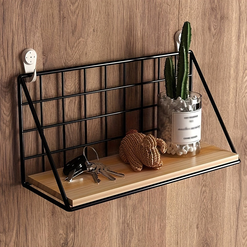 Metal Floating Shelf – Punch‑Free Wall‑Mounted Storage Rack