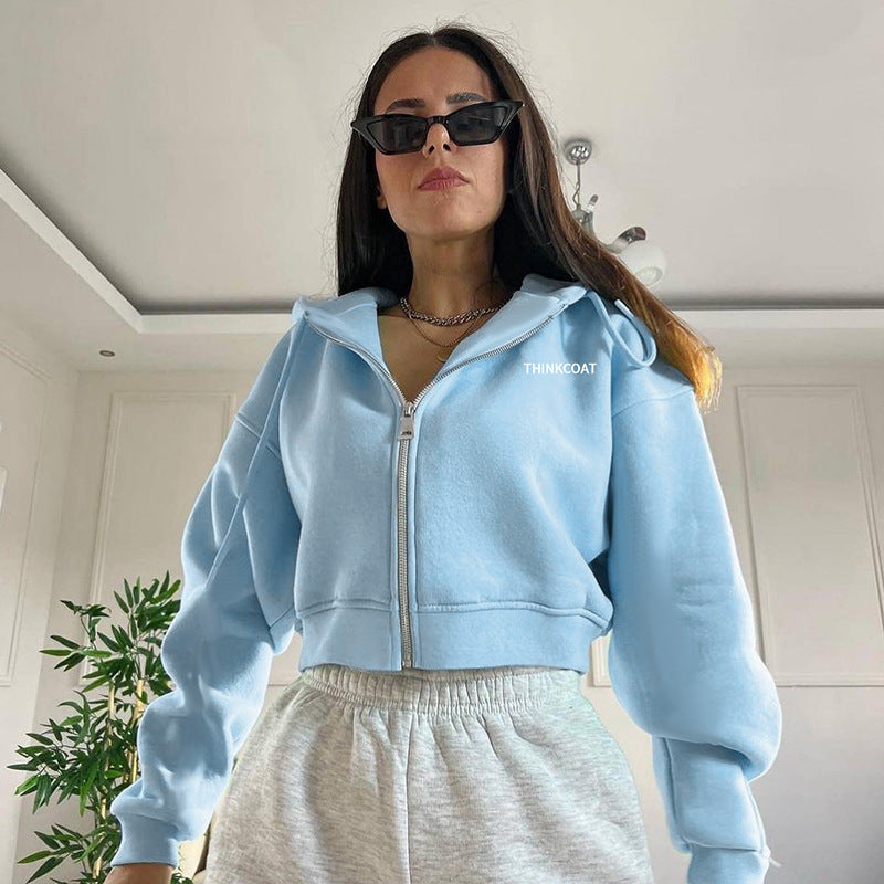 Women's Long-sleeved Letter Printed Hoodie Coat