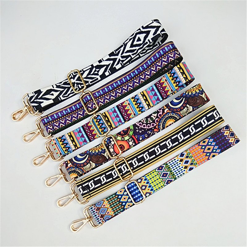 Adjustable Crossbody Strap with Ethnic Pattern
