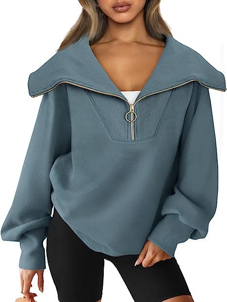 Women's Oversized Half Zipper Pullover Sweater