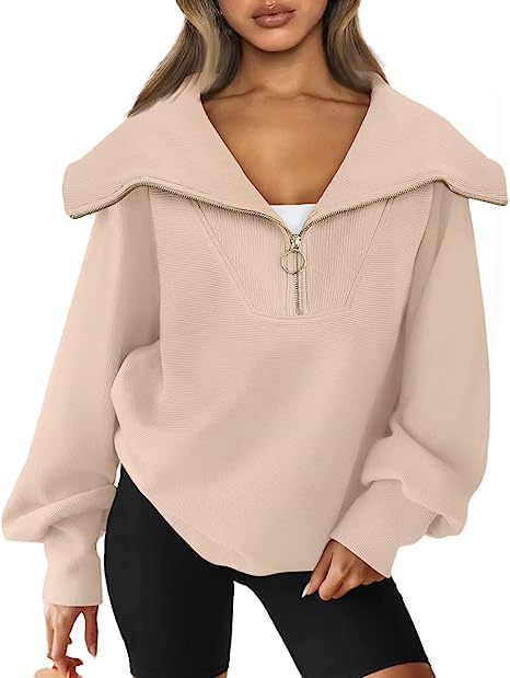 Women's Oversized Half Zipper Pullover Sweater