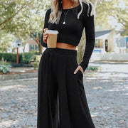 Autumn Solid Color Women's Casual Trousers Suit