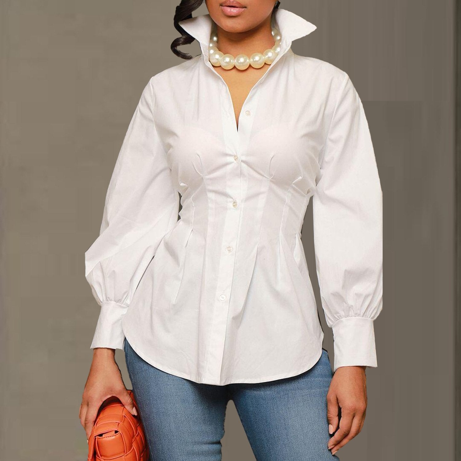 Slim Fit White/Black/Green Button Shirt