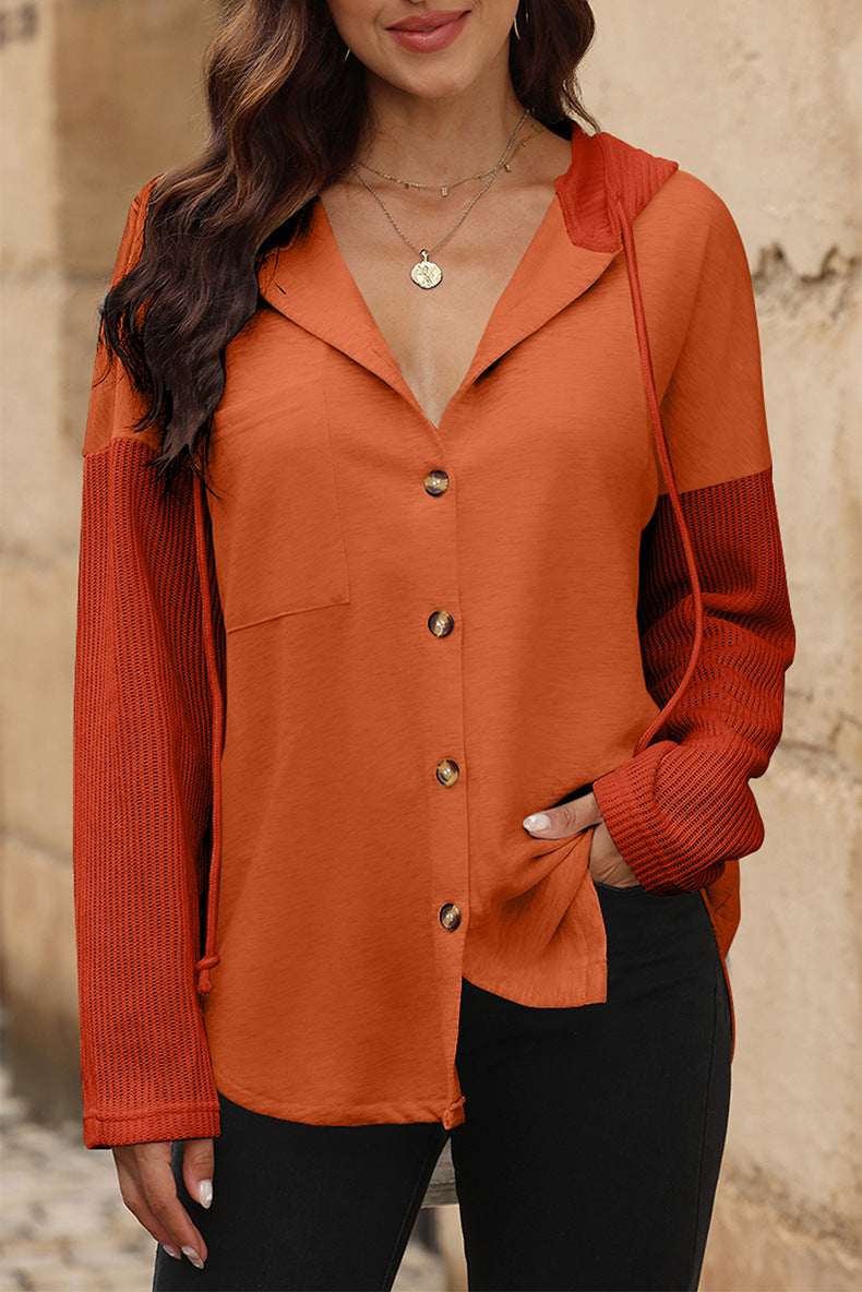 Women's Autumn Leisure All-matching Contrast Color Hooded Sweatshirt