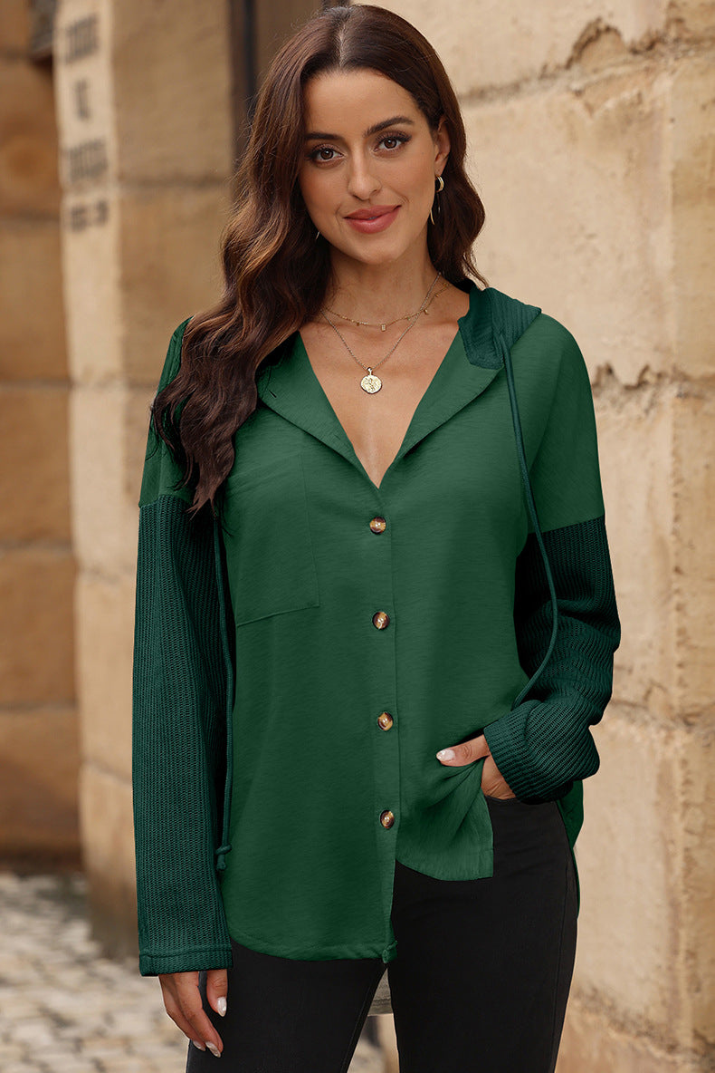 Women's Autumn Leisure All-matching Contrast Color Hooded Sweatshirt