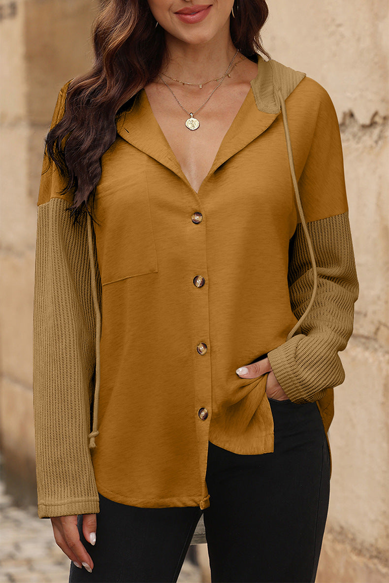 Women's Autumn Leisure All-matching Contrast Color Hooded Sweatshirt