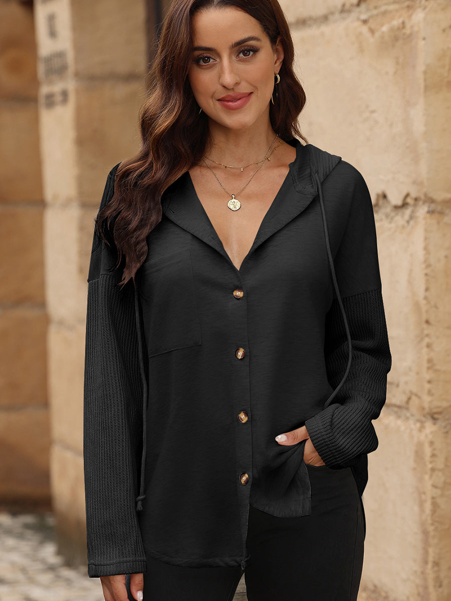 Women's Autumn Leisure All-matching Contrast Color Hooded Sweatshirt