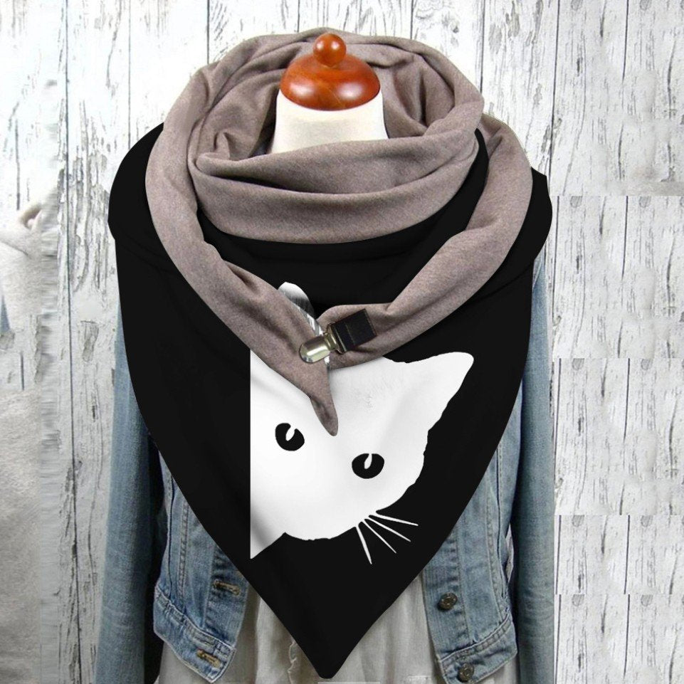 Stay Warm in Style with Cat Print Scarf