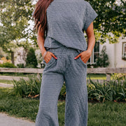 Casual Wide-leg Pants with Short Sleeves