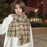 Warm Plaid Student Scarf for Winter