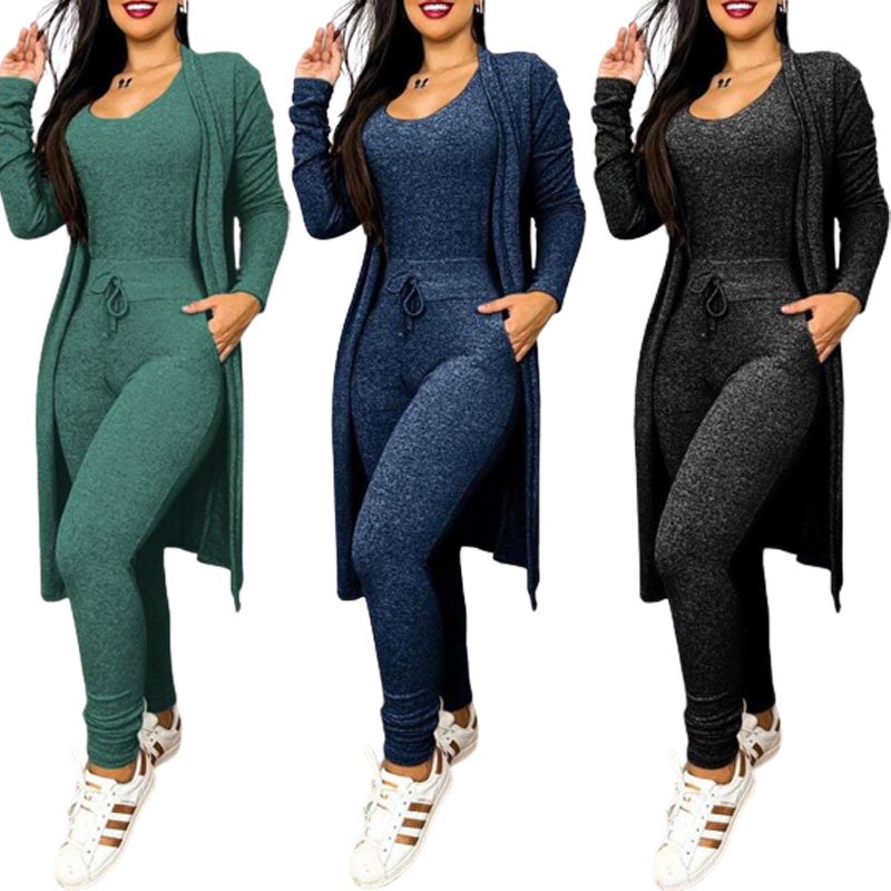 Women's Jumpsuit & Cardigan Outfit Set
