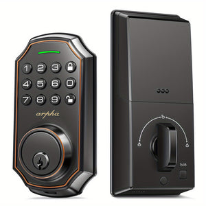 Arpha Halloween Special Offer! Smart Door Lock - 100 Code Anti-Peek Combination, Keyless Entry Lock, Auto Lock/Unlock, Easy Installation, Black & Silver, Low Battery Alarm, For Secure Home Access, ...