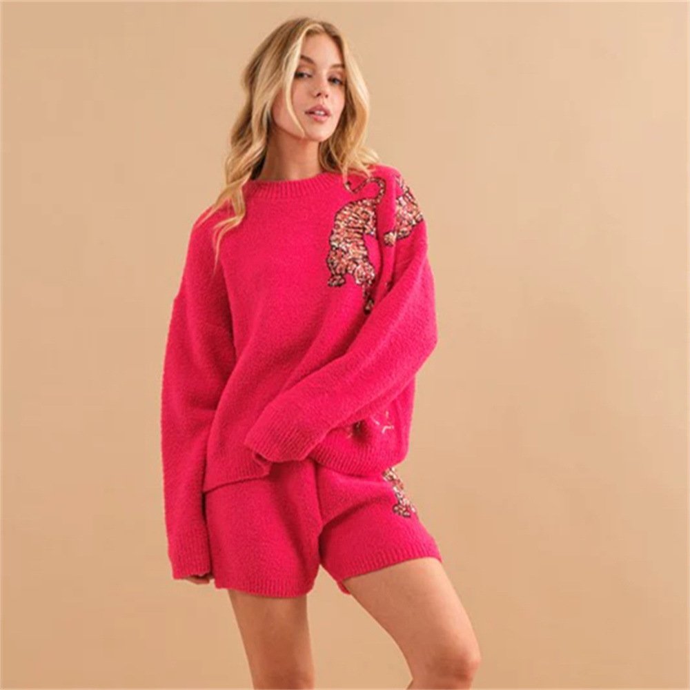 Stylish Animal Print Sweater Set