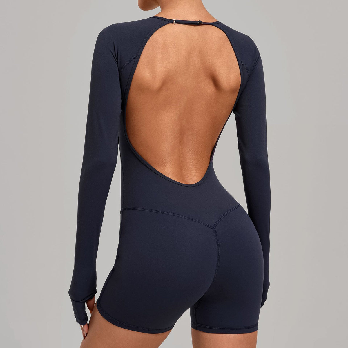 Backless Slim-Fit Sports Jumpsuit with Built-In Bra