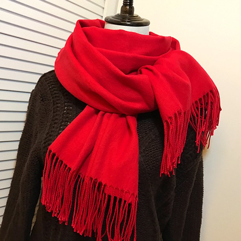 Warm Red Scarf for Women, Cashmere Look, Winter Accessory